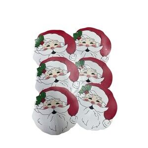 Vintage Christmas Santa Face Jolly Set Of 6 Vinyl Placemats Nostalgic Y2K Decor